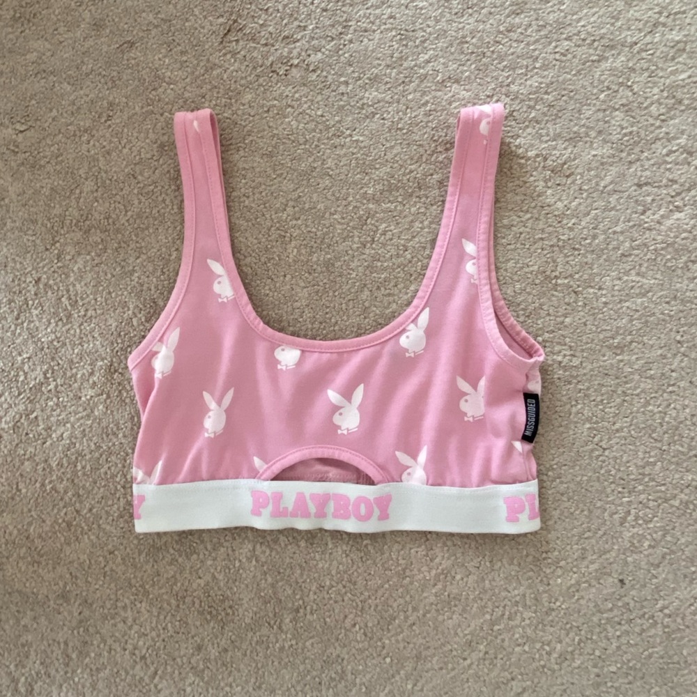 🌸Playboy Missguided Pink Bunny Workout Crop Top🌸